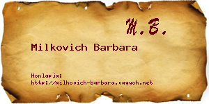 Milkovich Barbara névjegykártya